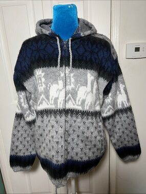 Tejidos Ruminahui Full Zip Hooded Wool Sweater Women’s Small